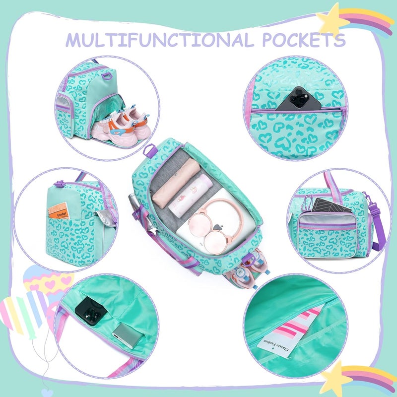 Oruiji Kids Duffle Bag Girls Women Travel Bag Gifts Overnight Bags for Girls Women Dance Sleepover Bags for Kids with Shoes Compartment - Image 5